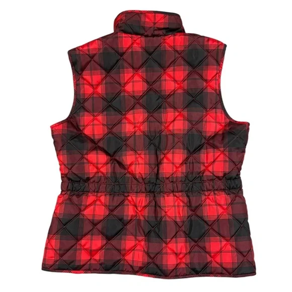St. John's Bay Women's Women's Red Black Plaid Quilted Full Zip Vest Size Large - Picture 3 of 5